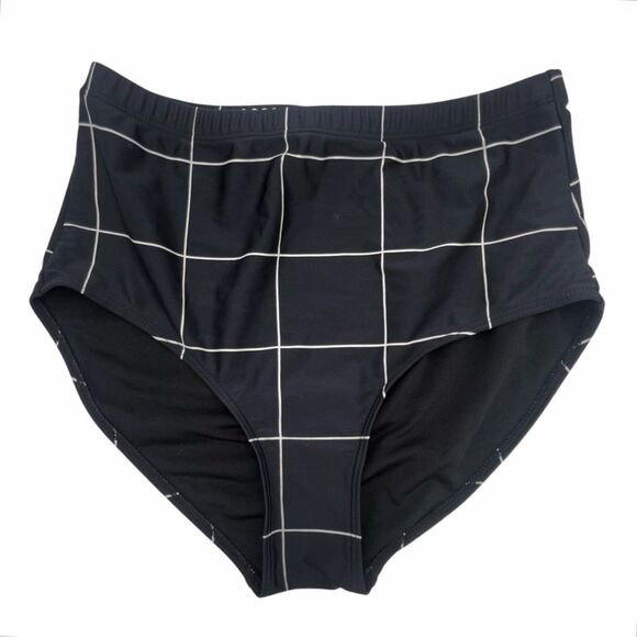 NWT Janela Bay Black Windowpane Halter Tankini Size Medium Modest Swimsuit Set - Picture 6 of 13